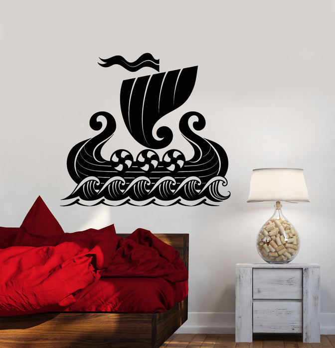 Vinyl Wall Decal Sea Viking Ship Nautical Marine Style Stickers (3321ig)