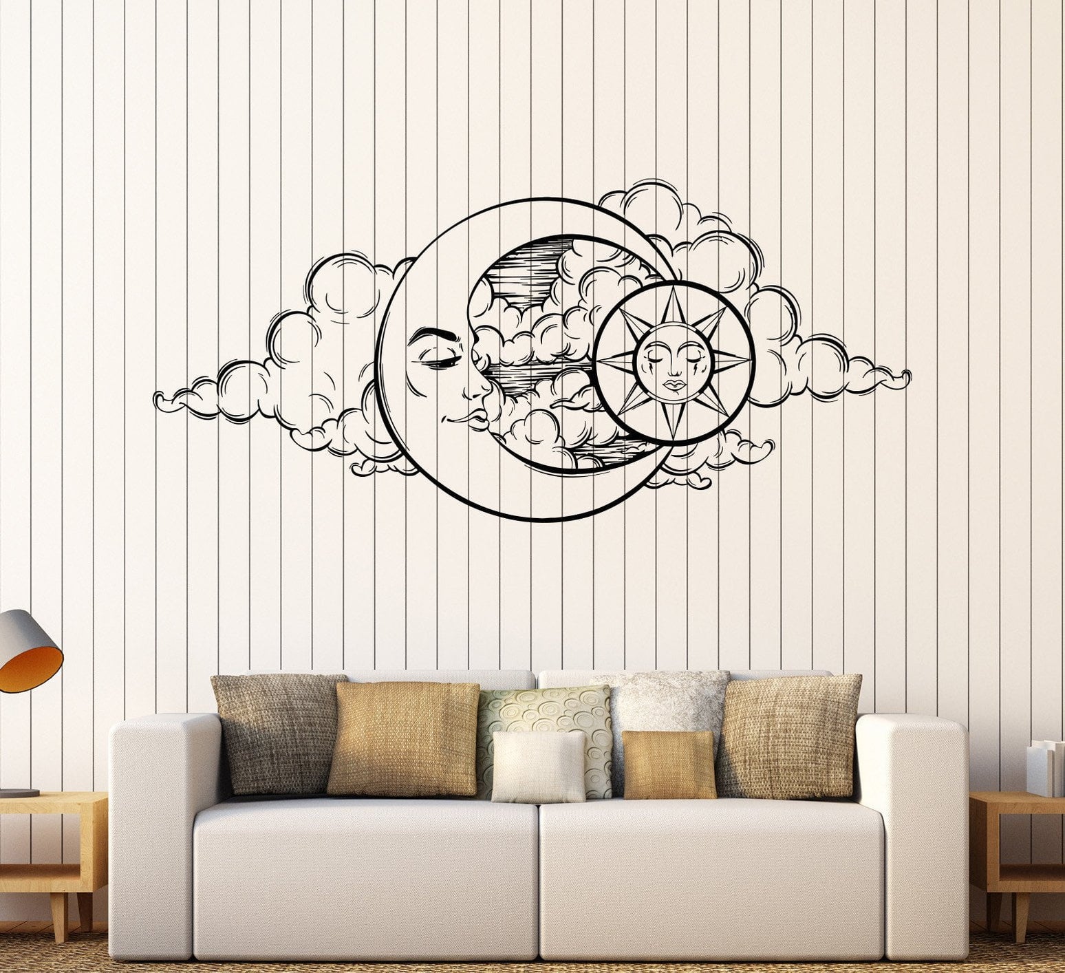 Vinyl Wall Decal Moon Sky Sun Night Bedroom Design Stickers Unique Gif ...