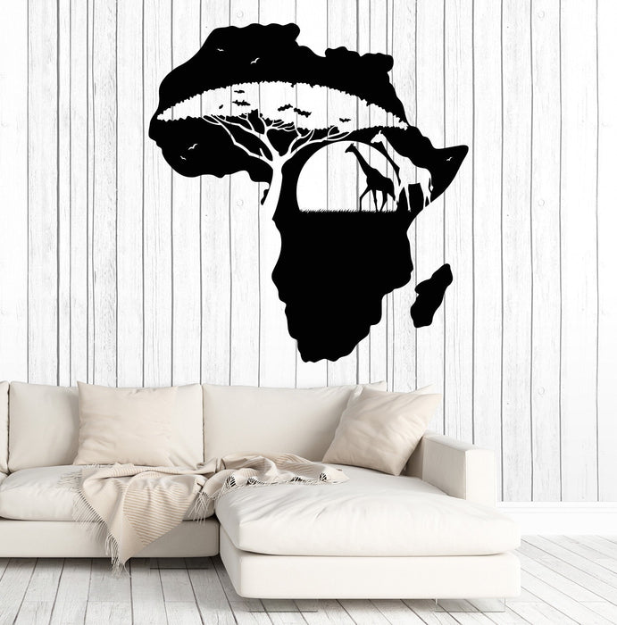 Vinyl Wall Decal Africa Continent Landscape Nature Giraffes Stickers Unique Gift (1497ig)