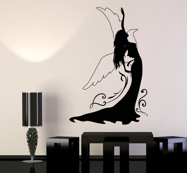 Vinyl Wall Decal Girl Wings Bird Dance Lady Princess Stickers Unique Gift (857ig)