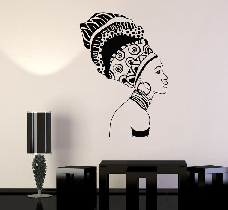 Vinyl Wall Decal Beautiful Black Girl Ethnic Décor Africa African Woman Stickers Unique Gift (701ig)