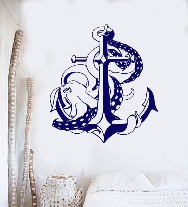 Vinyl Wall Decal Anchor Octopus Ocean Nautical Marine Mural Unique Gift (625ig)