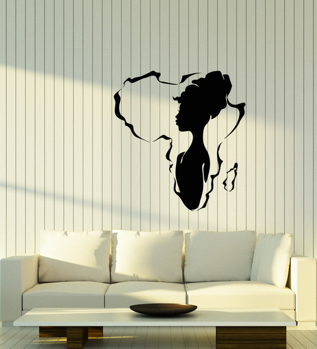 Vinyl Wall Decal African Girl Native Beauty Africa Continent Stickers (3912ig)
