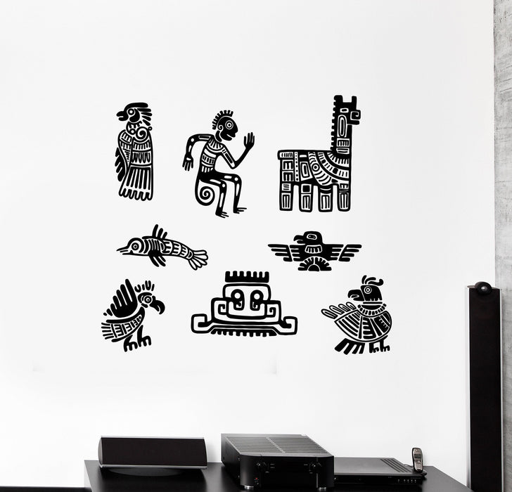 Vinyl Wall Decal Ancient Mayan Symbols Aztecs Stickers Murals Unique Gift (ig4842)