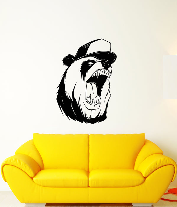 Vinyl Wall Decal Cartoon Angry Panda In Cap Teen Room Stickers (4011ig)