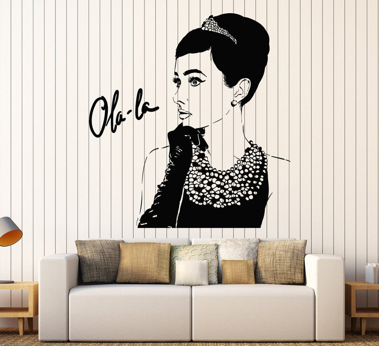 Виниловая наклейка на стену Одри Хепберн Леди Мода Красота Киноактриса Наклейки Уникальный подарок (915ig)
