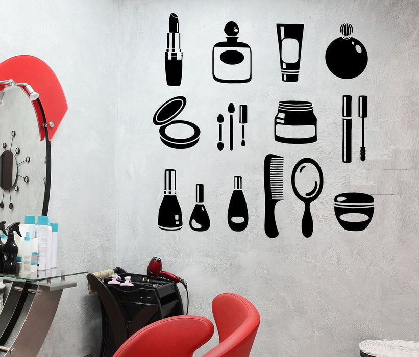 Vinyl Wall Decal Cosmetics Makeup Beauty Salon Shop Woman Stickers Unique Gift (387ig)