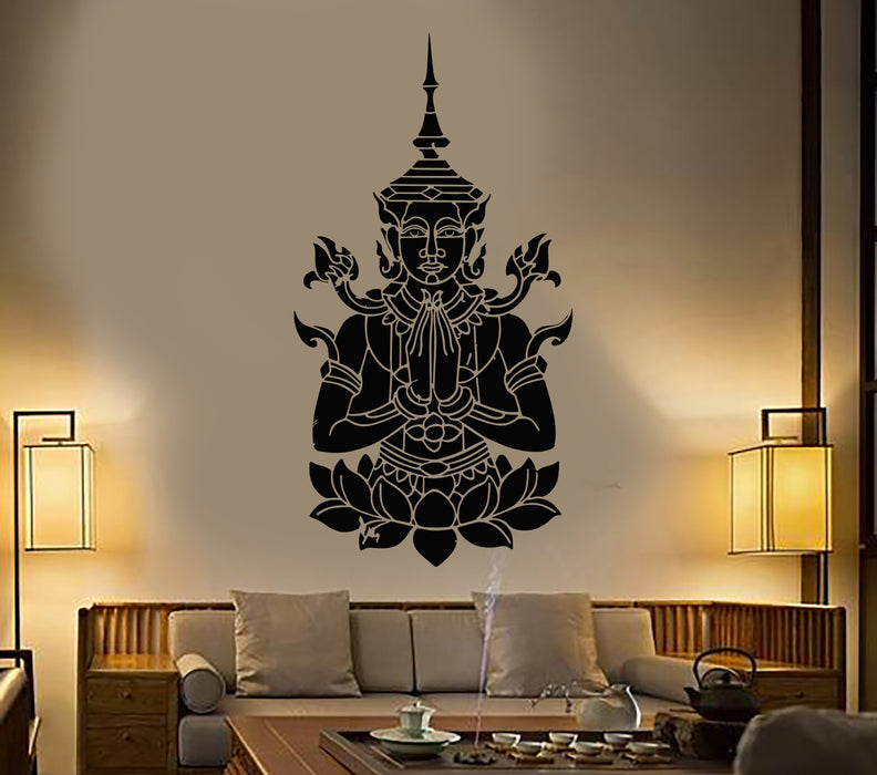 Vinyl Wall Decal Cambodia Asian Style Hinduism God Lotus Stickers Unique Gift (1923ig)