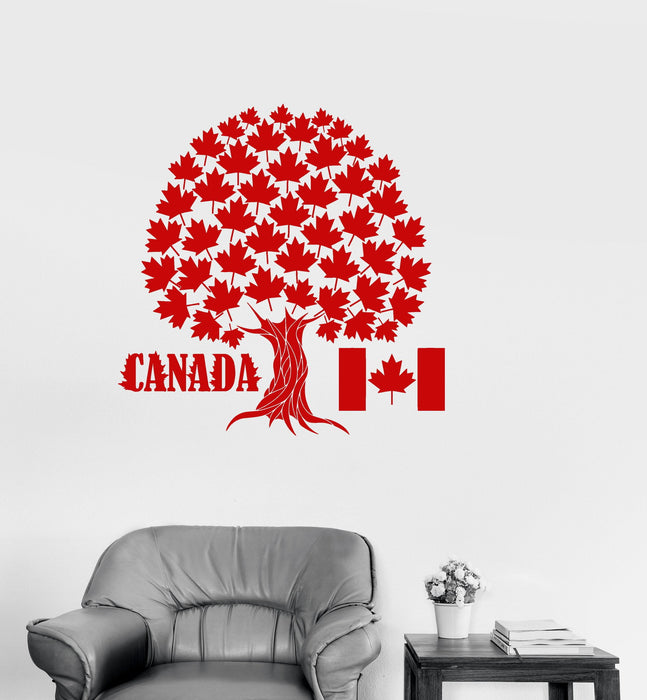 Vinyl Decal Canada Maple Tree Symbol Canadian Flag Wall Stickers Mural Unique Gift (ig2716)