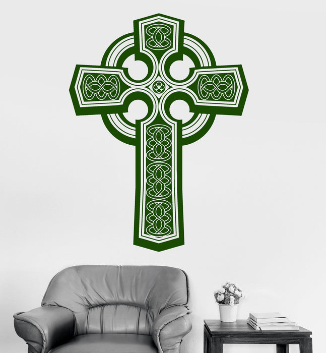 Vinyl Wall Decal Irish Celtic Cross Ireland Druidic Patterns Stickers Unique Gift (078ig)
