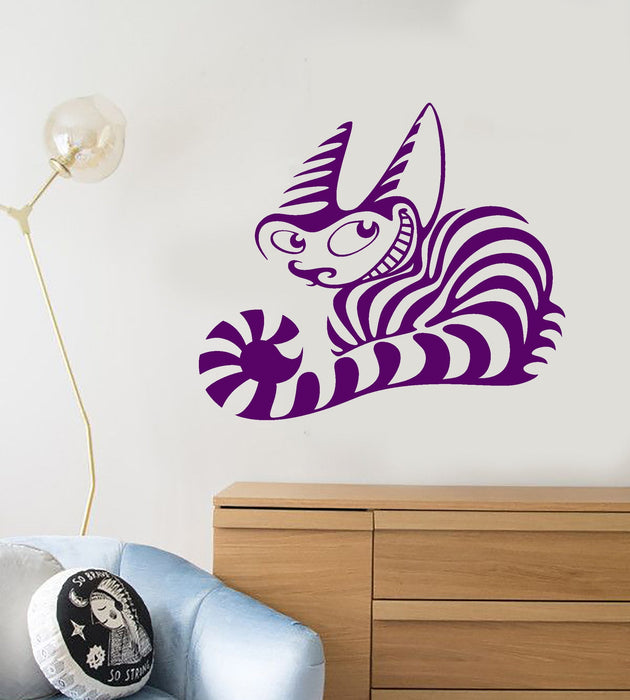 Vinyl Wall Decal Cheshire Cat Tale Children's Room Animal Fantasy Sticker Unique Gift (664ig)