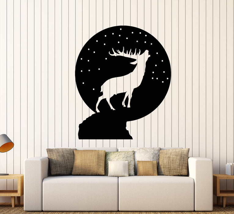 Vinyl Wall Decal Christmas Snow Ball Deer Silhouette Stickers (2133ig)
