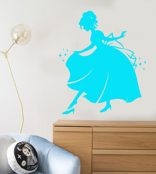 Vinyl Wall Decal Cinderella Princess Fairy Tale Story Nursery Children's Room Stickers Unique Gift (1089ig)