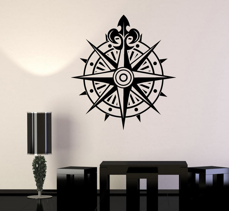 Vinyl Wall Decal Compass Wind Rose Ocean Nautical Marine Stickers Unique Gift (251ig)