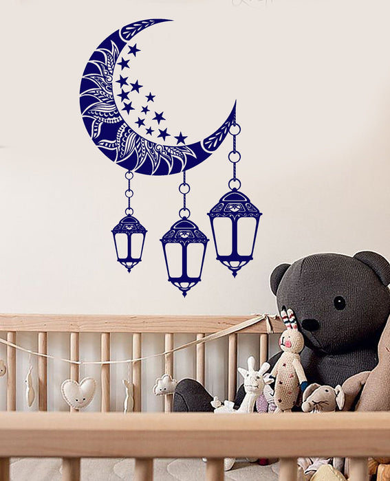 Autocollant mural en vinyle avec croissant de lune et étoiles, lampes pour chambre à coucher, autocollants de rêve, cadeau unique (ig3657)