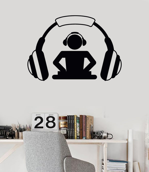 Vinyl Wall Decal DJ Headphones Music Musical Teen Room Stickers Unique Gift (518ig)