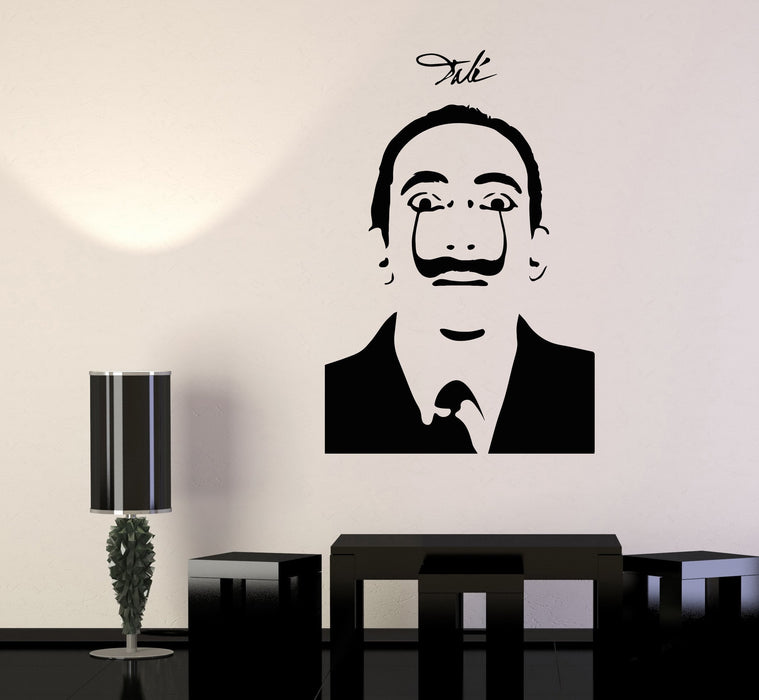 Vinyl Wall Decal Salvador Dali Surrealism Famous Painting Art Mustache Decor Stickers Unique Gift (1480ig)