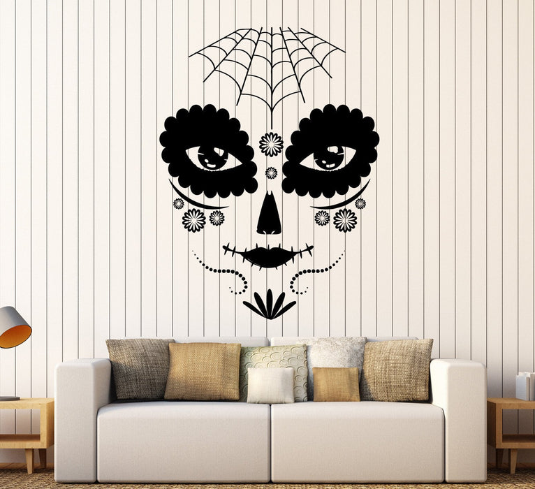Vinyl Wall Decal Day of the Dead Gothic Girl Mask Stickers Unique Gift (ig3741)