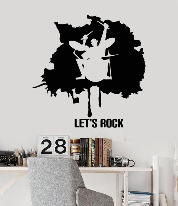 Vinyl Wall Decal Drummer Blot Musician Rocker Drums Star Stickers Unique Gift (1530ig)