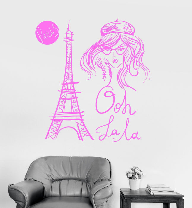 Vinyl Wall Decal Eiffel Tower Paris French Fashion Girl Room Stickers Unique Gift (ig3294)