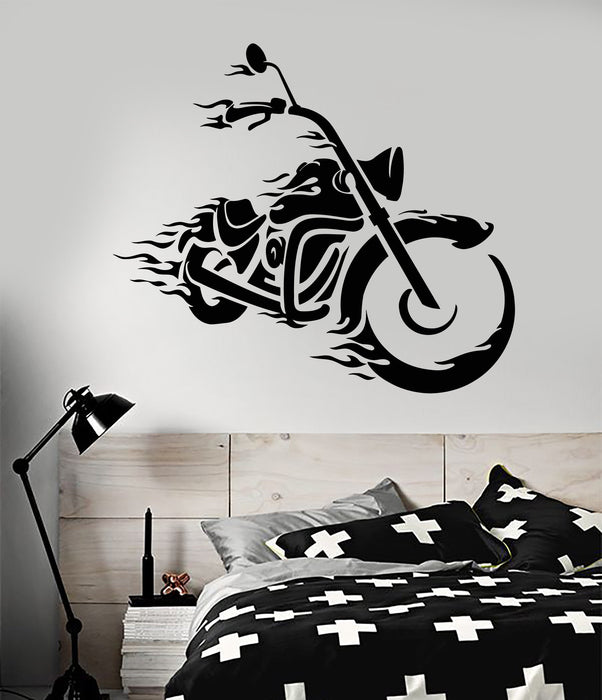 Vinyl Wall Decal Cool Bike Motorbike Biker Fire For Man Stickers (2246ig)