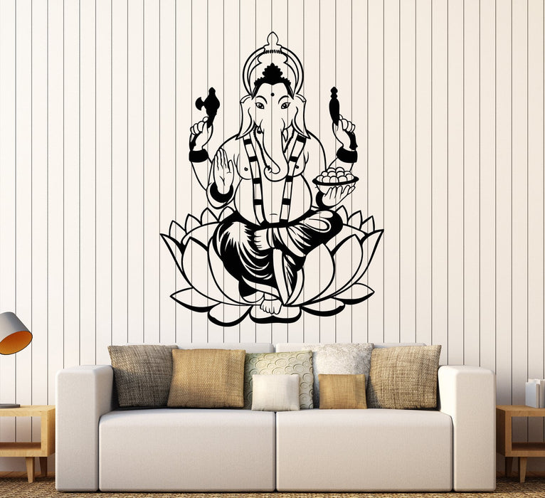 Vinyl Wall Decal India Hinduism Elephant God Ganesha Stickers Unique Gift (1919ig)
