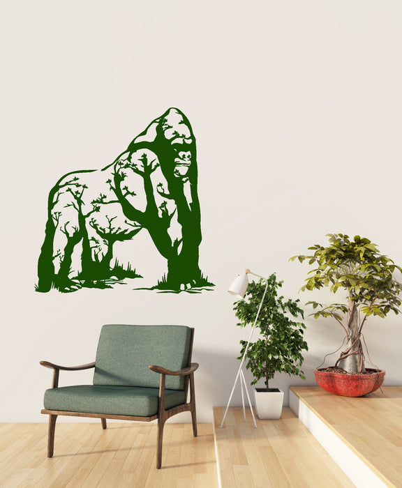Vinyl Wall Decal Tropical Jungle Nature Trees Gorilla Wild Animal Stickers (4228ig)