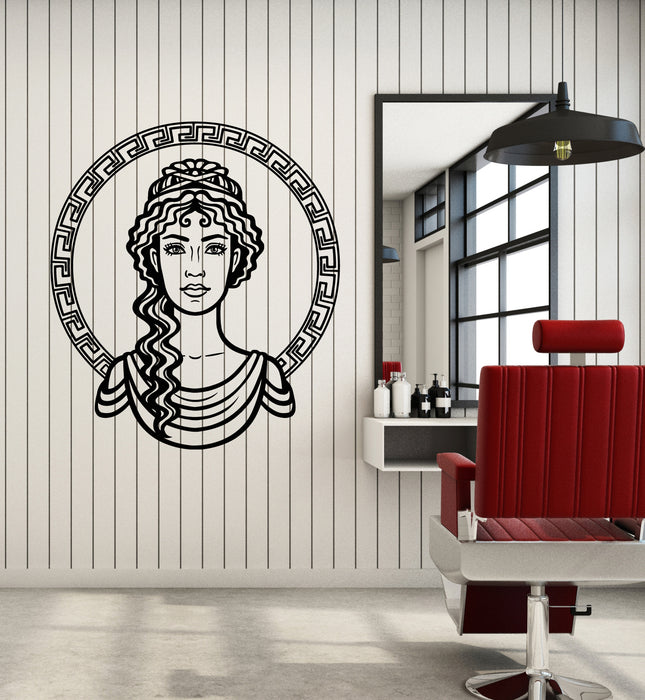 Vinyl Wall Decal Greek Girl Face Greece Ornament Beautiful Woman Goddess Stickers (3169ig)