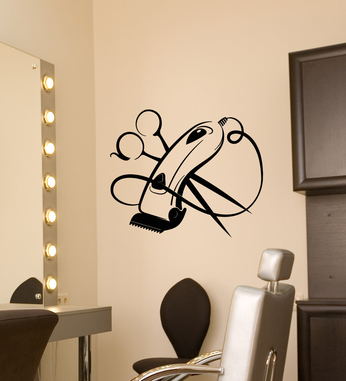 Vinyl Wall Decal Hair Clipper Scissors Haircut Barbershop Logo Sticker ...
