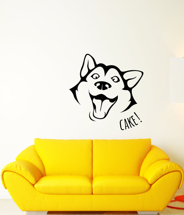 Vinyl Wall Decal Husky Funny Dog Pet Animal Stickers (3307ig)