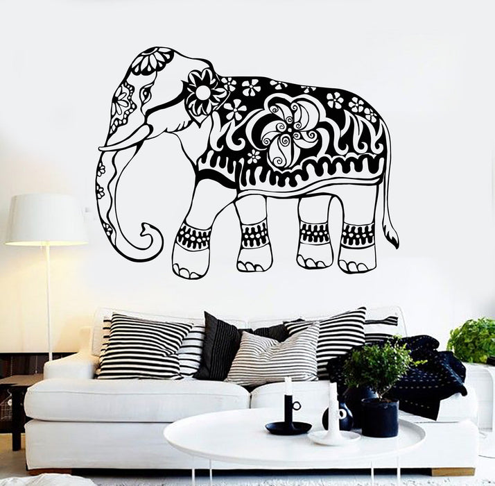 Vinyl Wall Decal India Elephant Animal Ornament Stickers Mural Unique Gift (150ig)