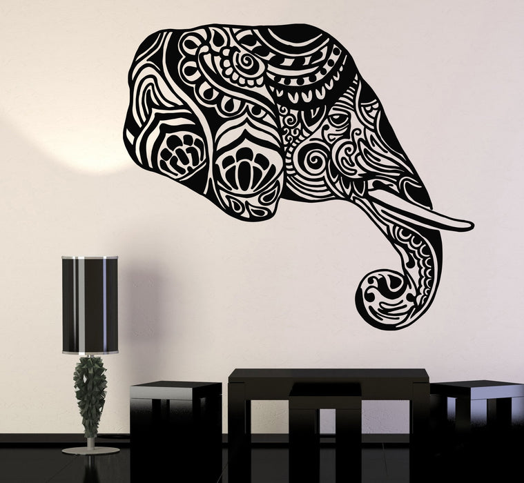 Vinyl Wall Decal Animal Indian Elephant Head Ornament Stickers Unique Gift (709ig)