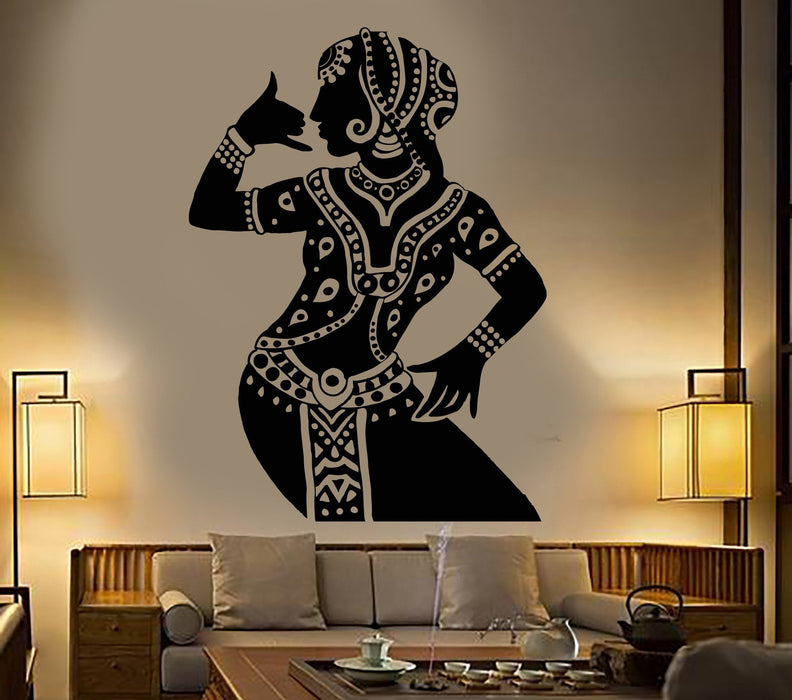 Vinyl Wall Decal Indian Dancer Girl Devadasi Hindu Woman Dance Studio Stickers Unique Gift (776ig)