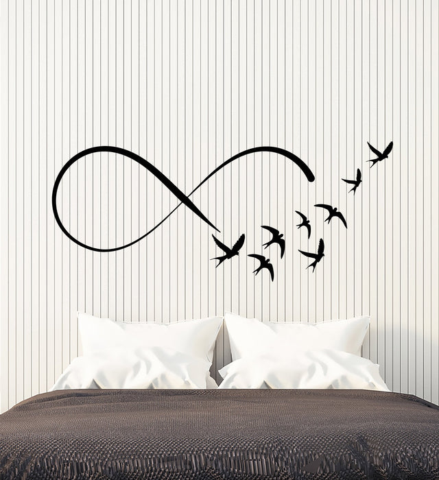 Vinyl Wall Decal Infinity Sign Flock of Birds Swallows Stickers (2457ig)
