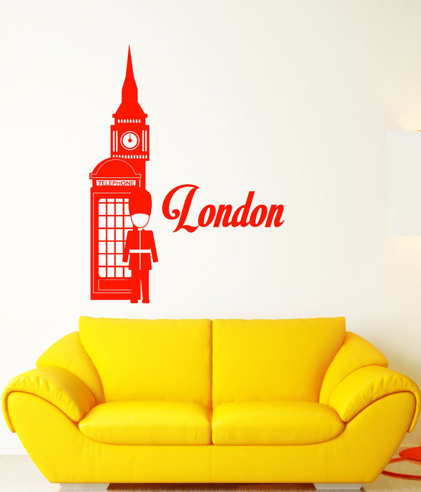 Vinyl Wall Decal London England Tourism Travel Red Telephone Box Stickers (2835ig)