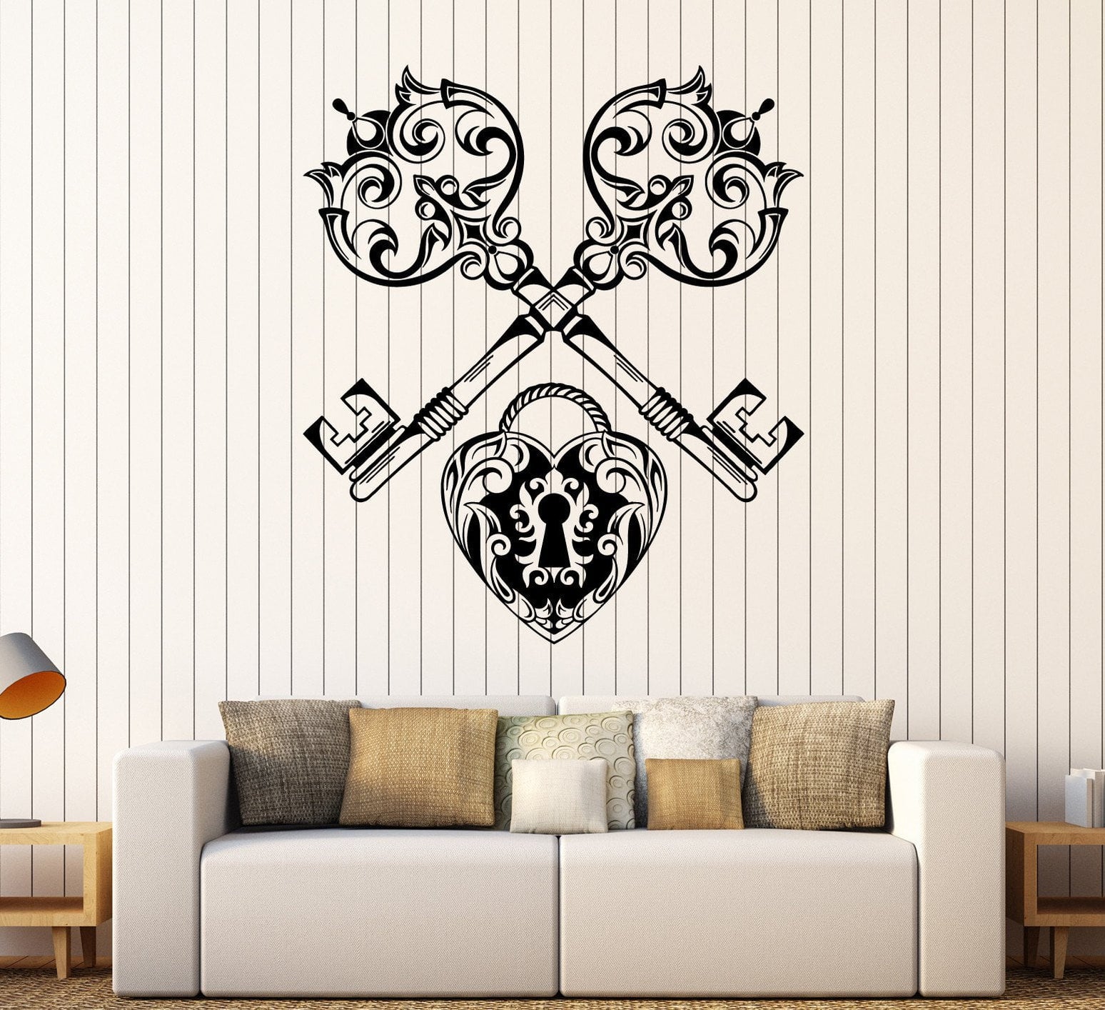 Vinyl Wall Decal Keys Padlock Lock Vintage Room Decoration Stickers Mu ...