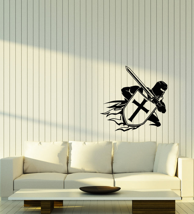 Vinyl Wall Decal Middle Ages Knight Templar Warrior With a Sword Stickers (4063ig)