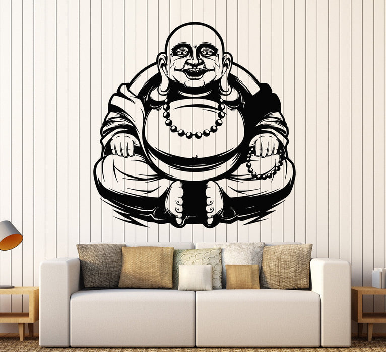Vinyl Wall Decal Laughing Buddha Buddhism Monk Stickers Unique Gift (ig4482)