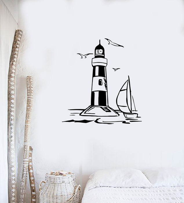 Vinyl Decal Lighthouse Nautical Marine Beach House Decor Vacation Decor Wall Sticker Unique Gift (ig1399)