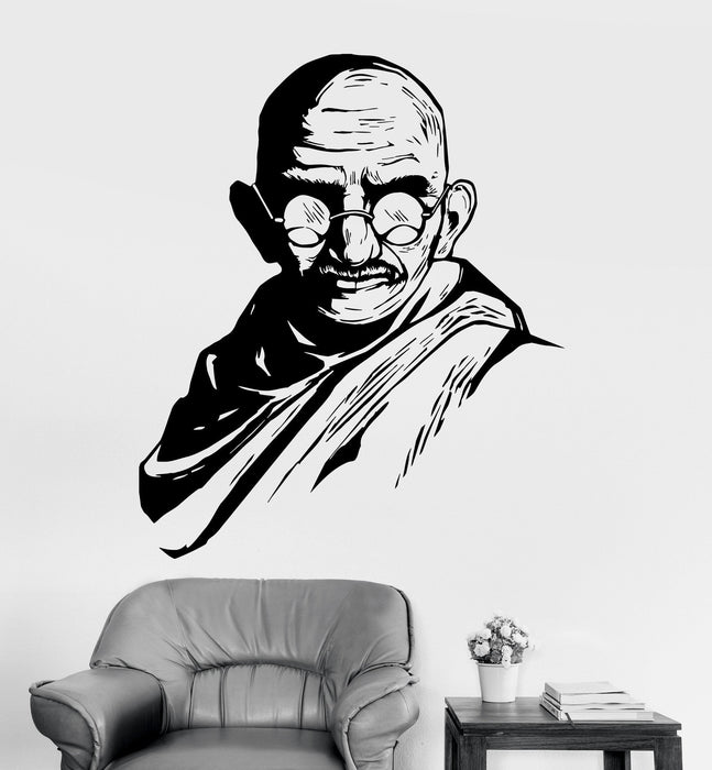 Vinyl Wall Decal Mahatma Gandhi Famous Indian Stickers Unique Gift (ig4155)