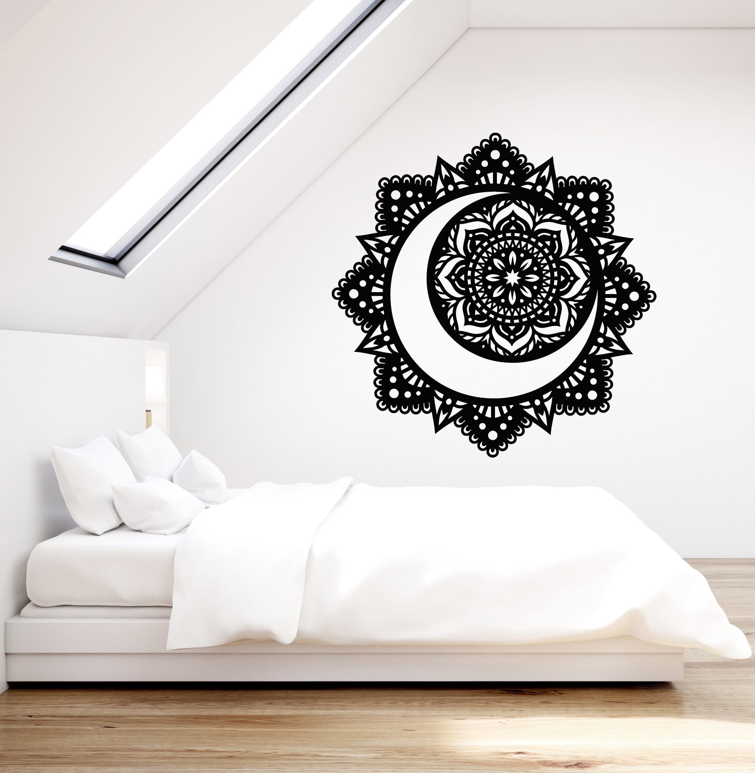 Vinyl Wall Decal Mandala Buddhism Lotus Flower Moon Yoga Center Sticke ...