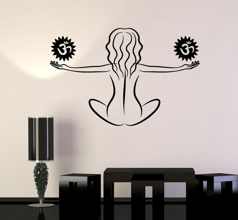 Autocollant mural en vinyle pour femme, centre de yoga, méditation, hindouisme, cadeau unique (499ig)