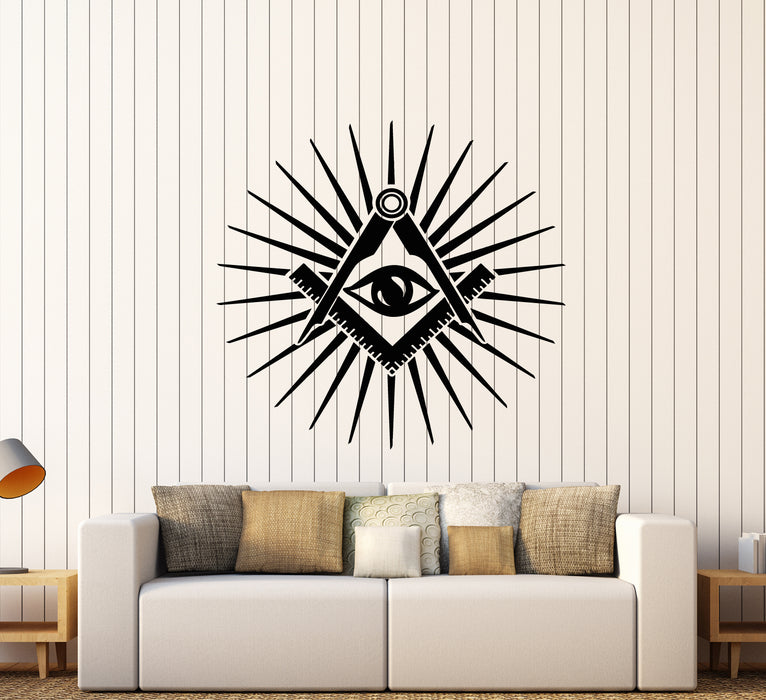 Vinyl Wall Decal Freemasonry Masonic Sign Symbol Eye of Providence Stickers (3313ig)