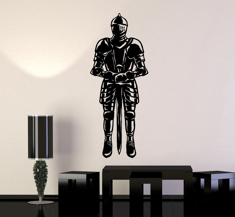 Autocollant mural en vinyle Chevalier médiéval Chambre de garçon Guerrier Autocollants muraux Cadeau unique (ig4912)
