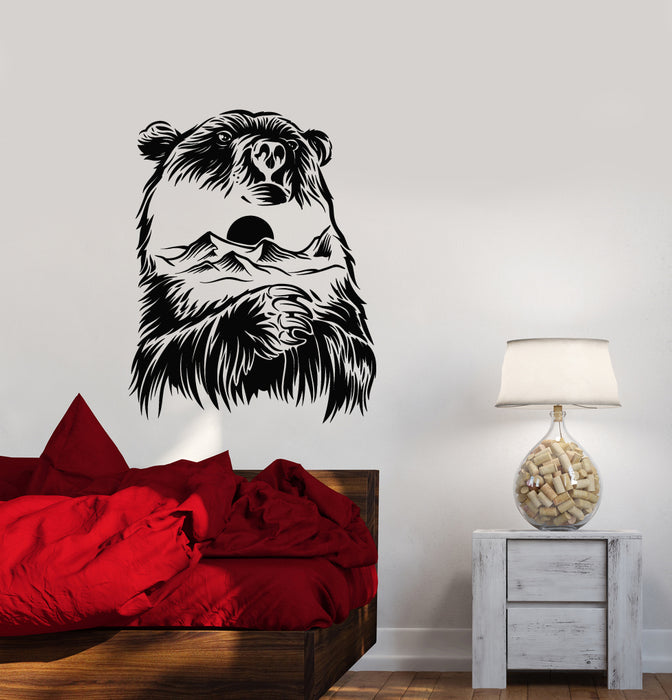 Vinyl Wall Decal Mountain Landscape Abstract Bear Wild Nature Stickers (3943ig)
