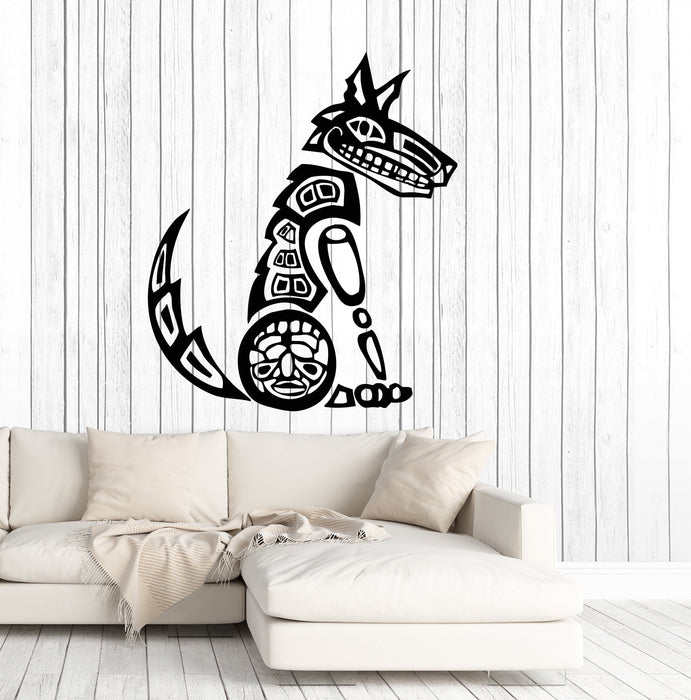 Vinyl Wall Decal Mythical Coyote Native Tribal Animal Predator Coyote Stickers (2677ig)