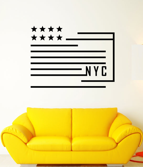 Vinyl Wall Decal American Abstract Flag New York City Stickers Unique Gift (1941ig)
