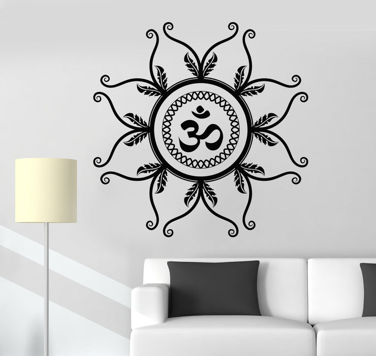 Vinyl Wall Decal Mantra Om Hindu Meditation Yoga Studio Lotus Stickers Unique Gift (796ig)