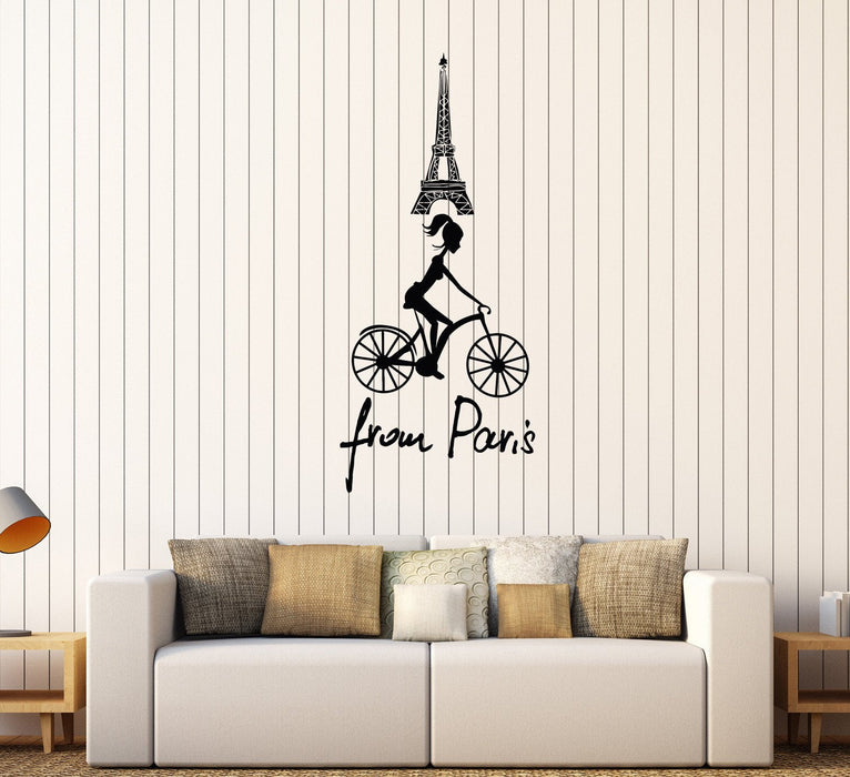 Vinyl Wall Stickers Eiffel Tower France French Girl Mural Decal Unique Gift (183ig)