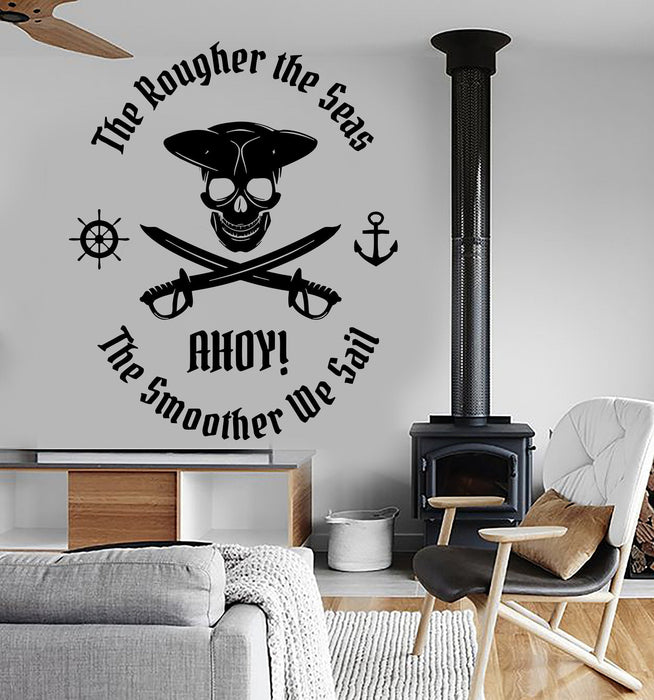 Vinyl Wall Decal Pirate Sailor Nautical Decor Quote Skull Stickers Unique Gift (295ig)